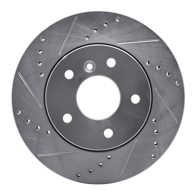 Land Rover Discovery Brake Rotor (1) - Front Left - R1 Concepts - Drilled & Slotted - Silver - `99-`04